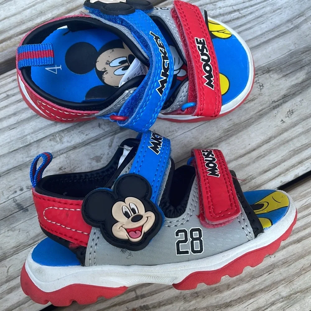Disney Mickey Mouse Toddler Sandals Size 4 Blue Red